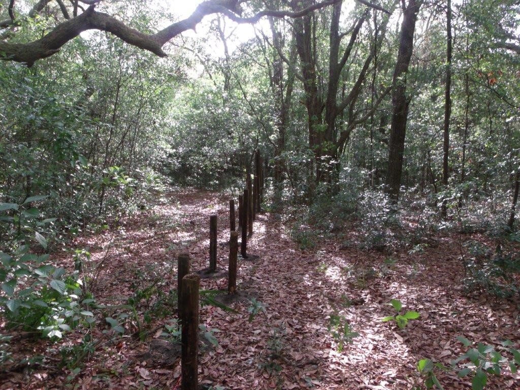 Upcycled fence posts for dead hedge